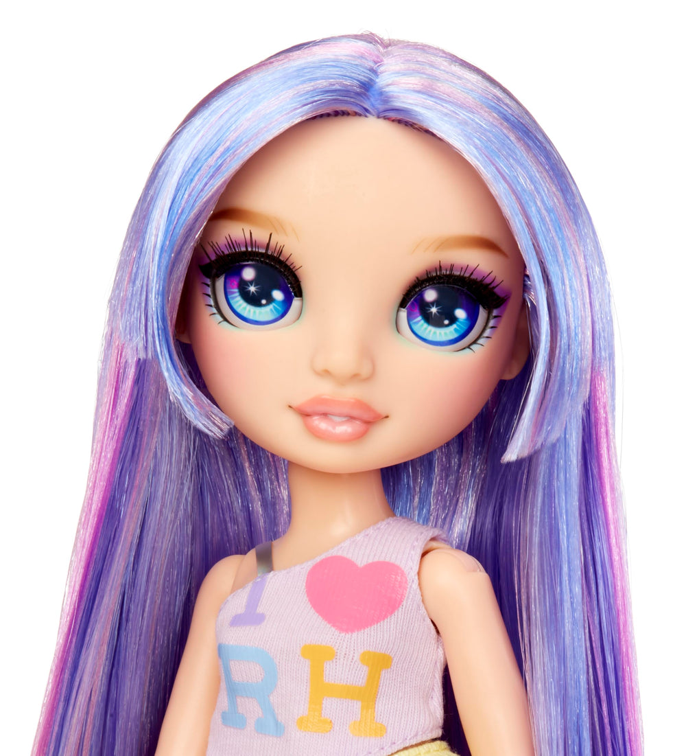 Rainbow High Violet doll full look inspires creative fashion narratives for kids 4-12.