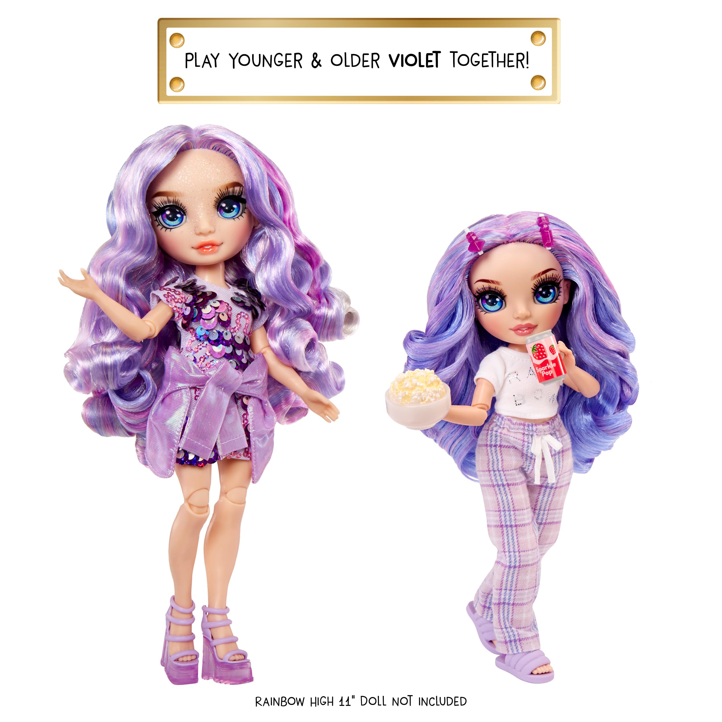 Rainbow High Violet popcorn and soda accessory for pajama party scenes.