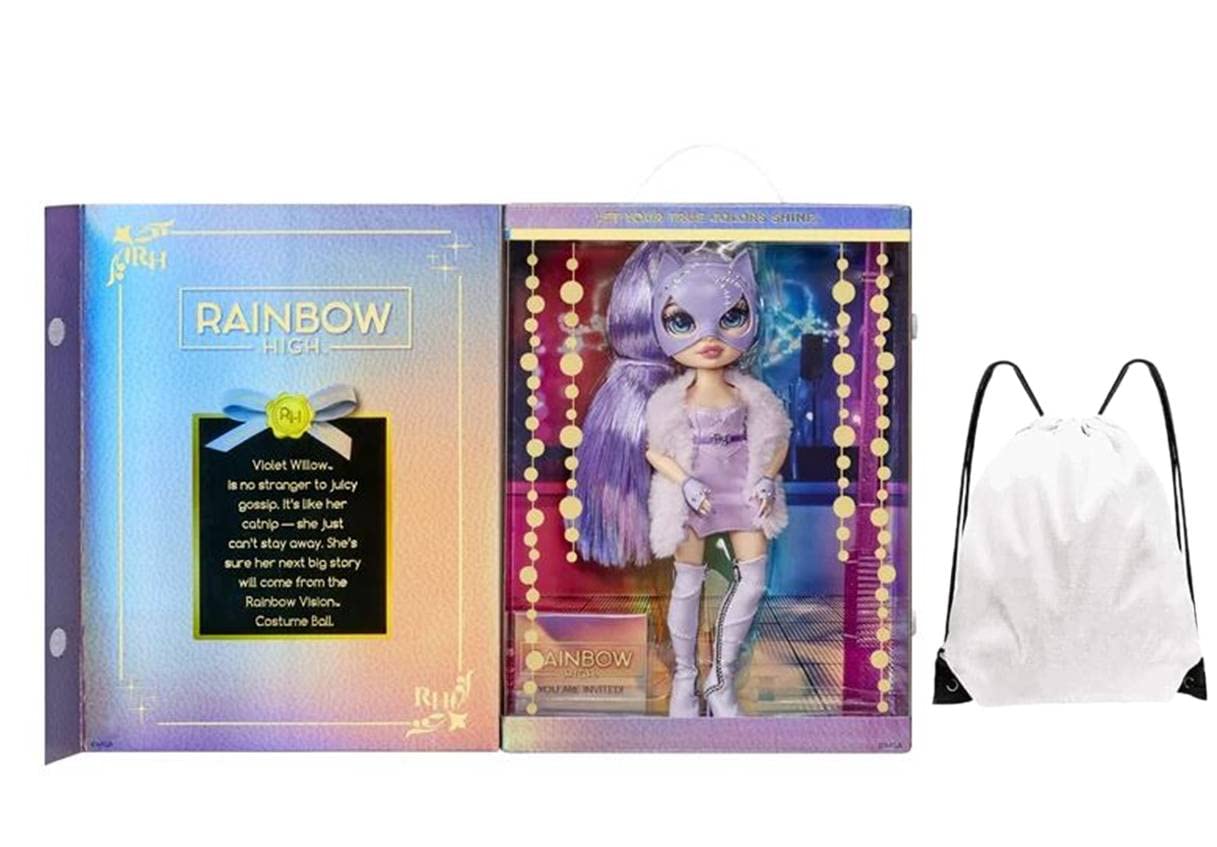 Rainbow High Violet Willow Costume Ball doll front view showcases glam couture and collectible charm.