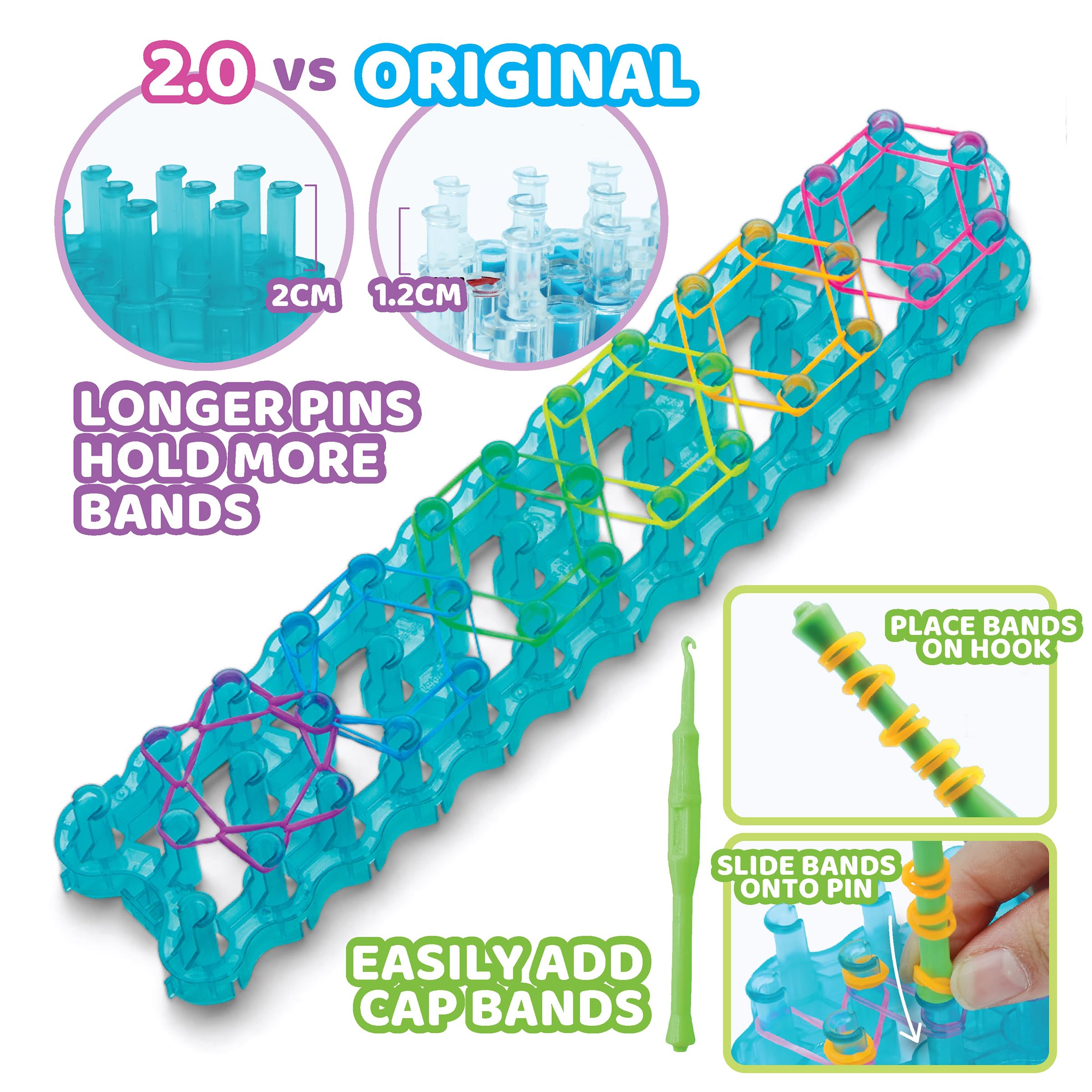 Rainbow Loom RL2.0 loom kit includes versatile tools