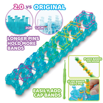 Rainbow Loom RL2.0 loom kit includes versatile tools