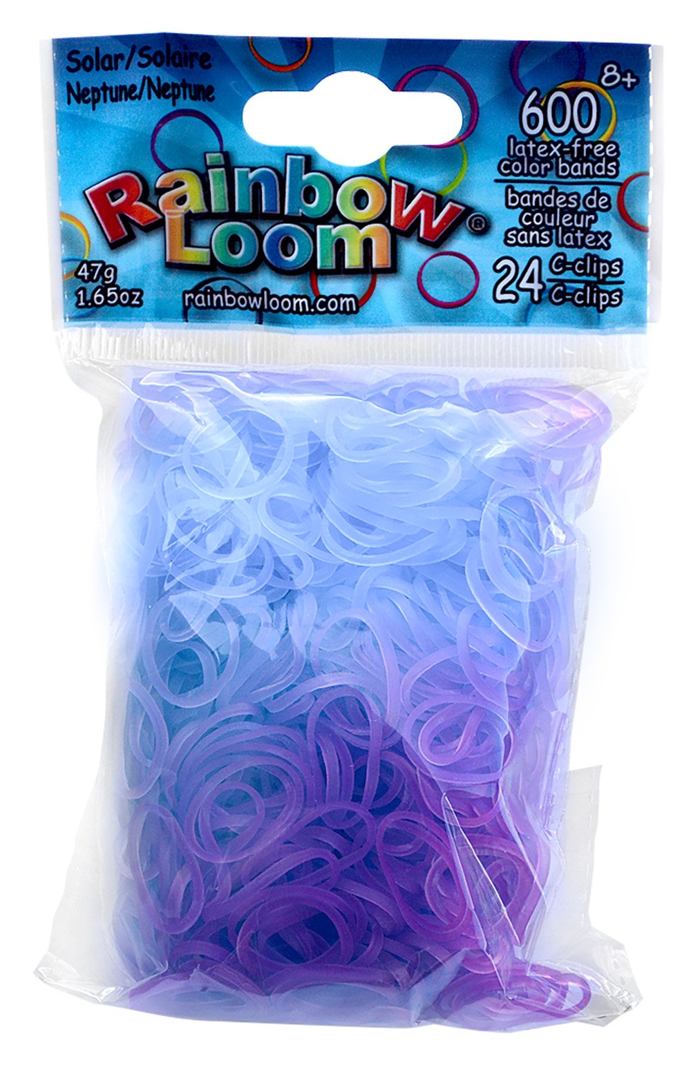 Rainbow Loom Solar Neptune Bands color changes in sunlight for creative bracelets