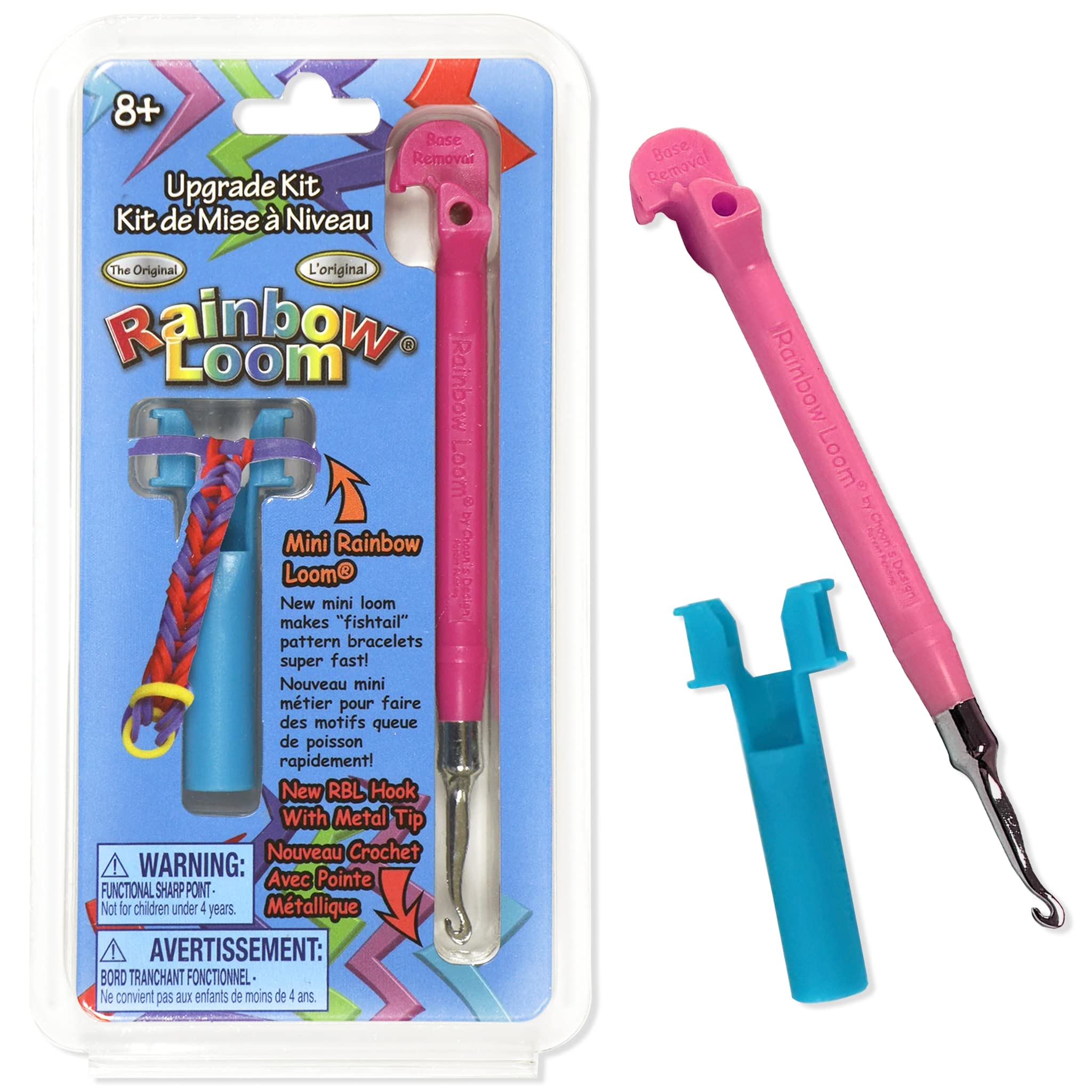 Rainbow Loom Tail Upgrade Kit: pink metal hook for smoother looming and precision