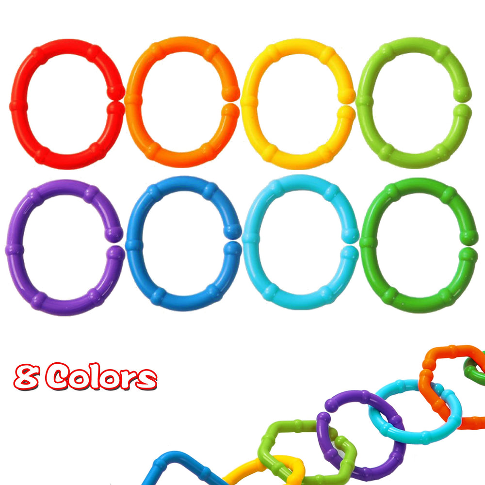 RAINBOW TOYFROG BPA-free teether links keep exploration safe during teething sessions.