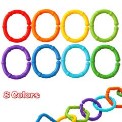 RAINBOW TOYFROG BPA-free teether links keep exploration safe during teething sessions.
