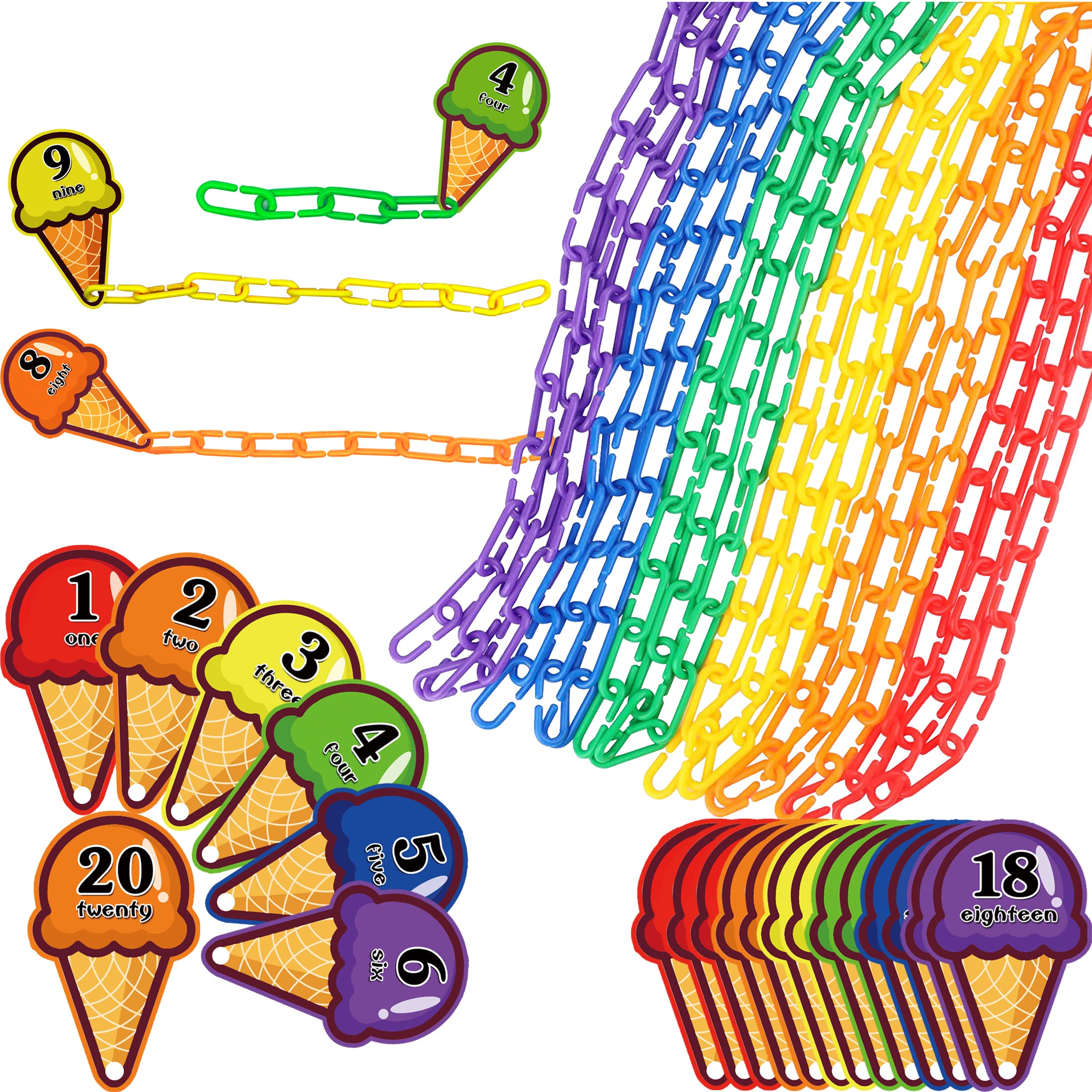 Rainbow Toyfrog chain-link math 240 clips shown for hands-on counting practice
