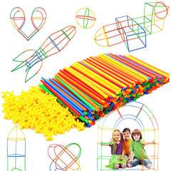 Rainbow Toyfrog colorful straw pieces for creative building and open-ended play.