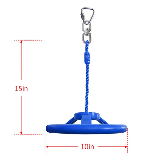 Rainbow Craft swing wheel with nylon chain demonstrates easy attachment for quick setup.