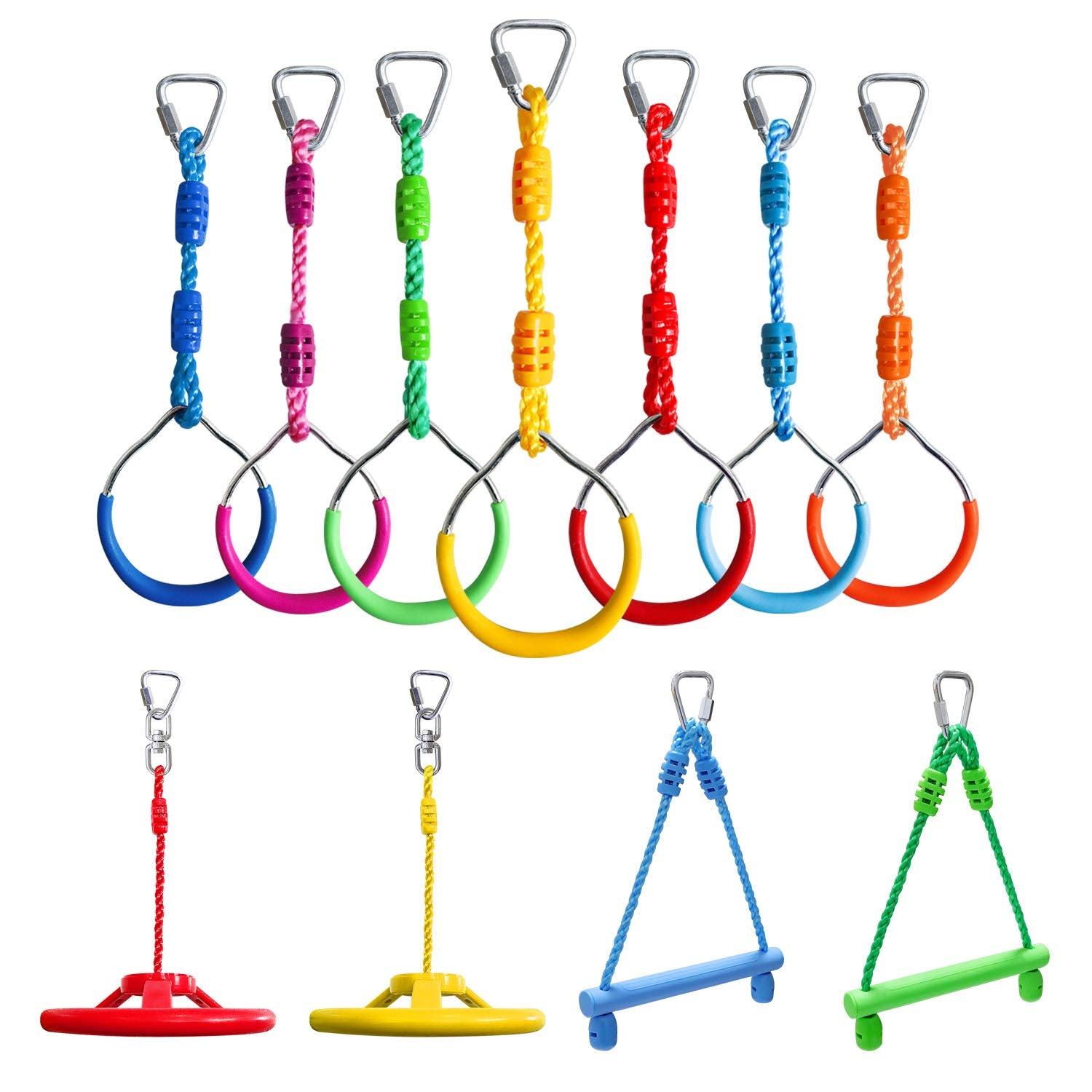 Rainbow Craft Ninja Rings 7pc for vibrant backyard obstacle courses and active play.