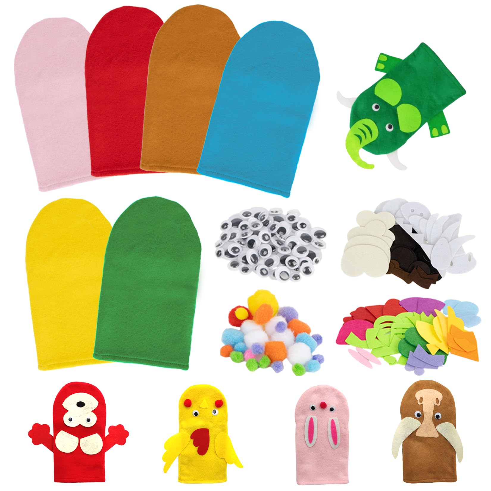 RAINFLOW six color hand puppets offer durable, soft felt material for long lasting play