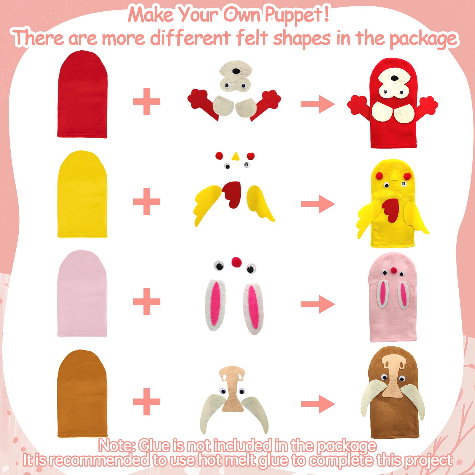 RAINFLOW felt decorations add detail to hand puppets for enhanced storytelling
