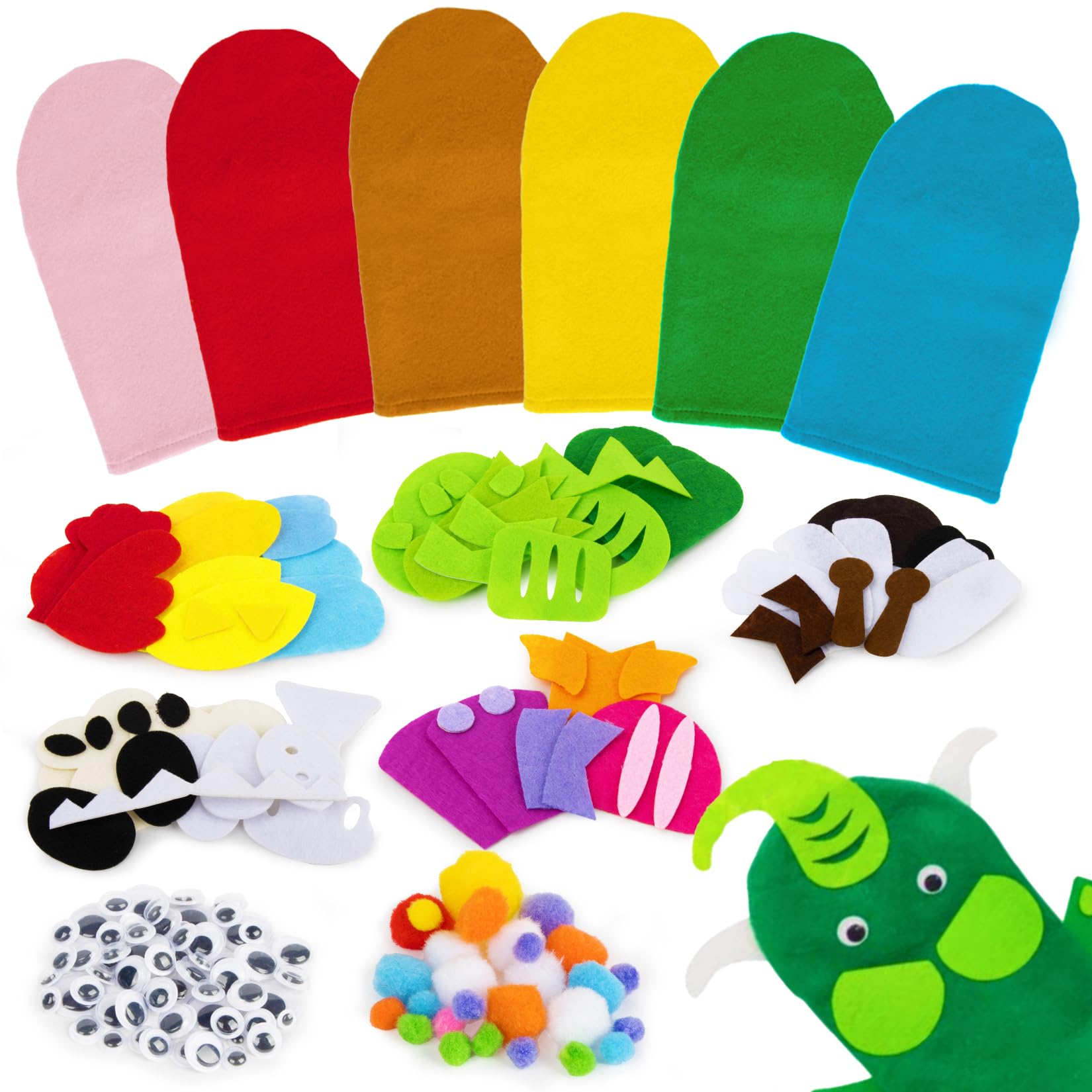 RAINFLOW green dinosaur hand puppet for imaginative storytelling and classroom play