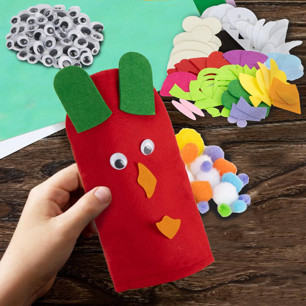 RAINFLOW yellow chick hand puppet perfect for festive crafts and party activities