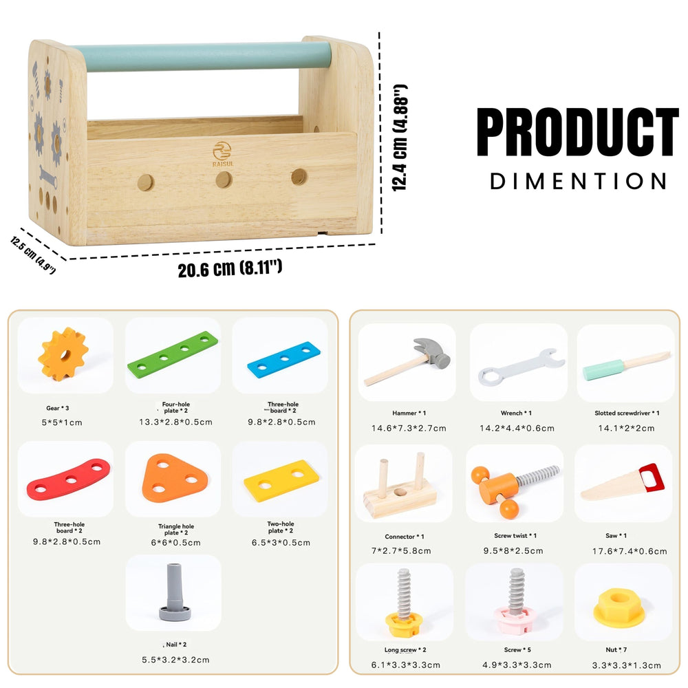 RAISUL wooden screwdriver boosts problem solving during pretend DIY play.
