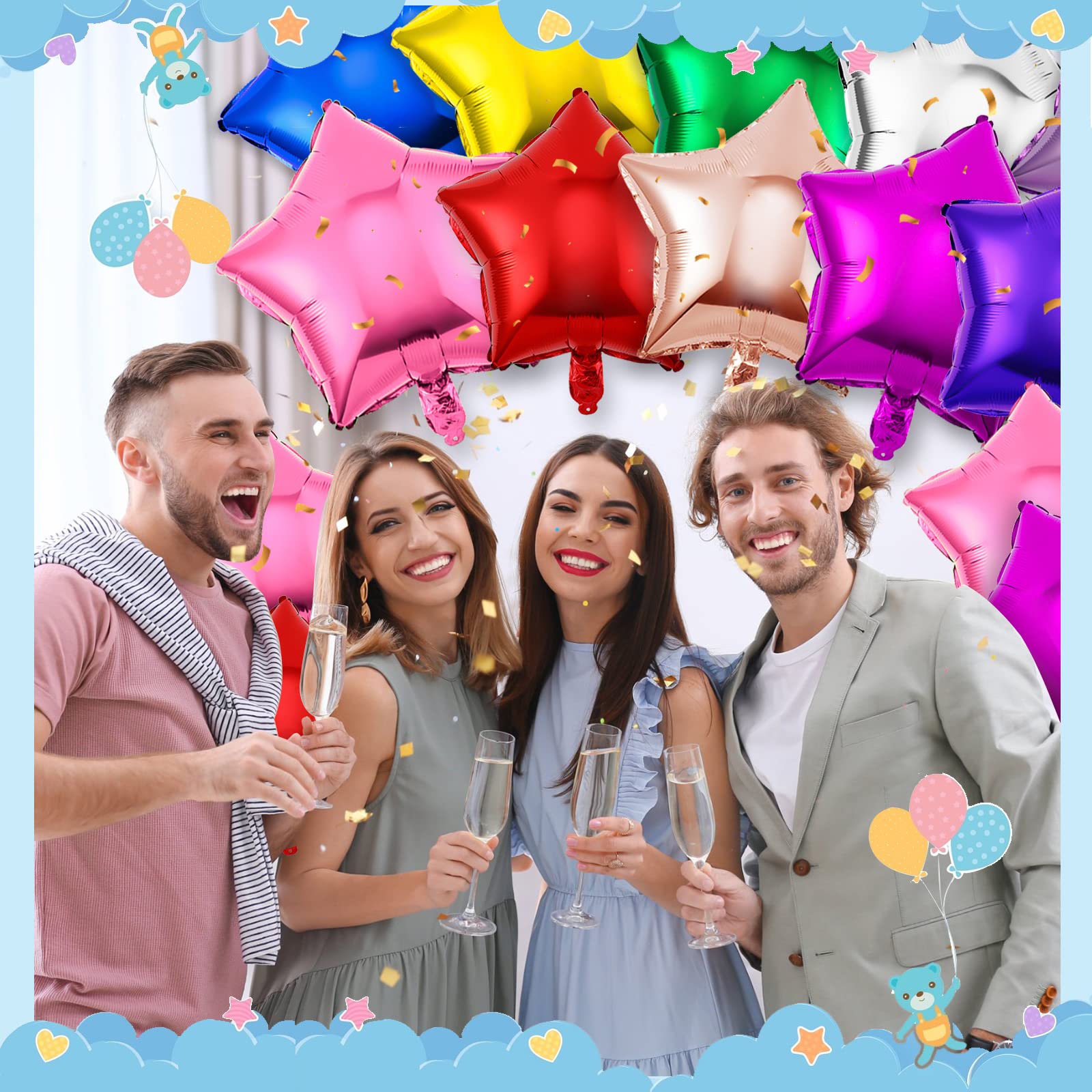 Raiten star balloons suit New Year, weddings, and photo backdrops.