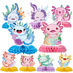 Rakuto axolotl pink honeycomb centerpiece brightens birthday tables.