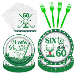 Rakuto golf 60th large plates with golf motif for milestone party tables