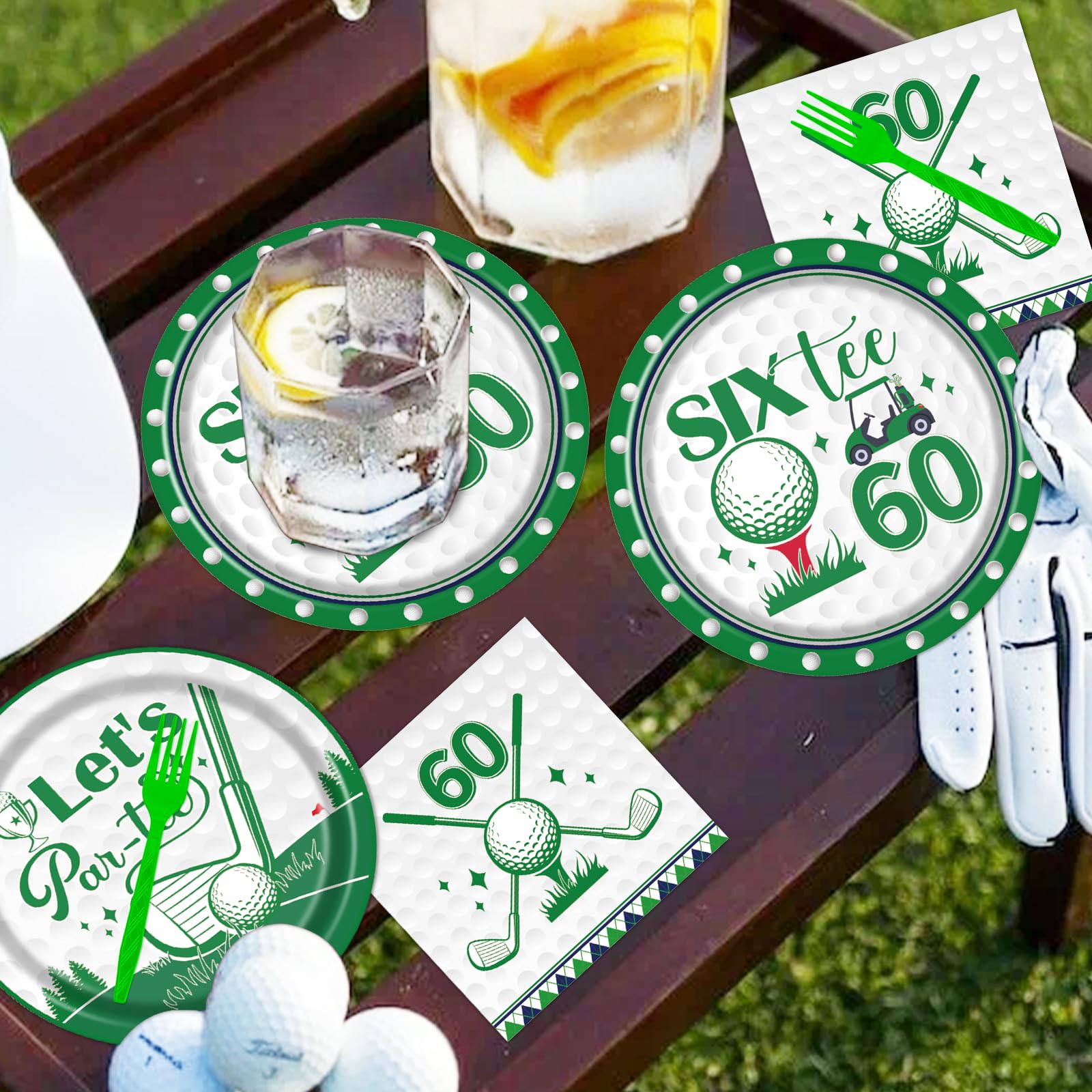 Rakuto golf motif plates set with cohesive tabletop décor