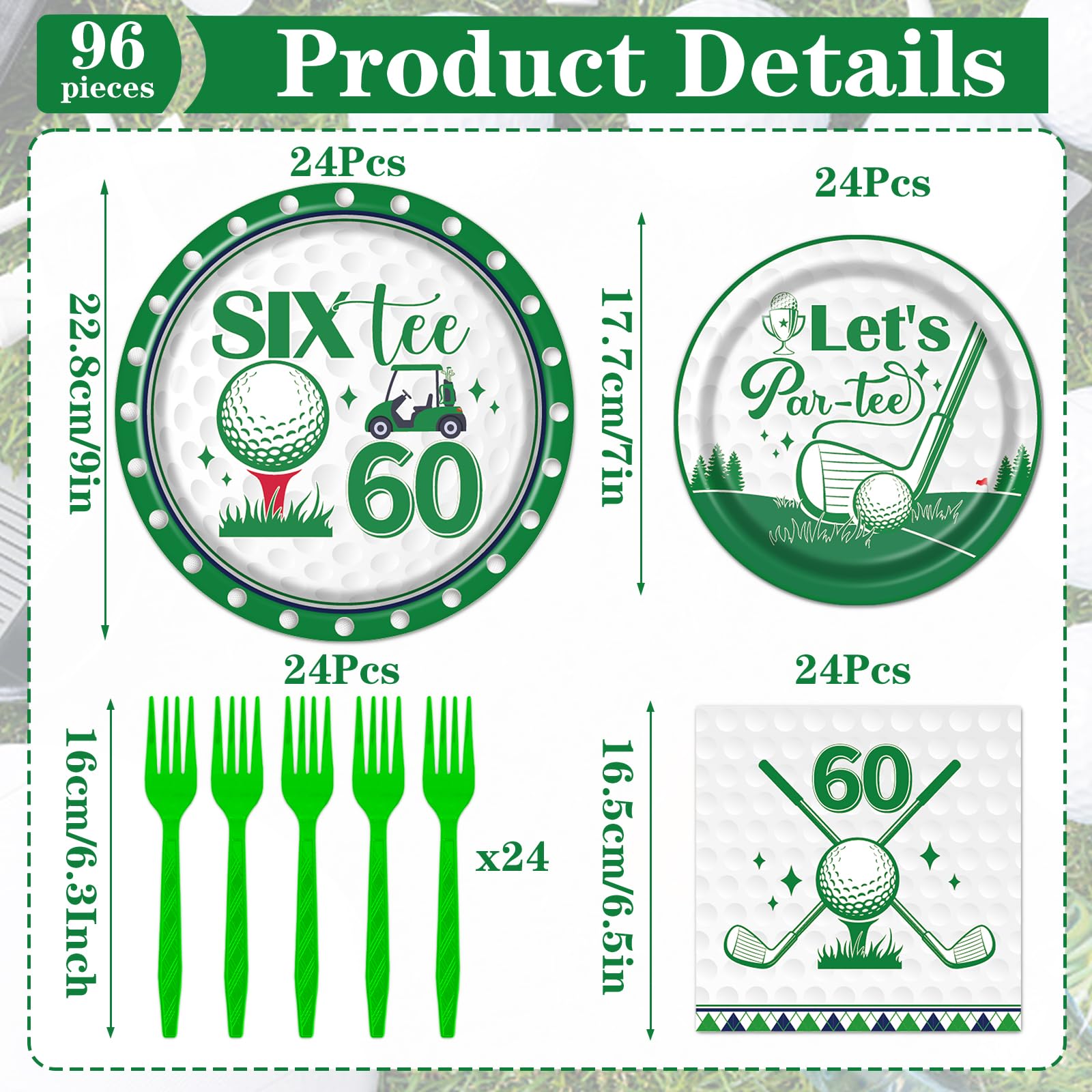 Rakuto golf 60th small plates featuring clubs and balls for stylish servings