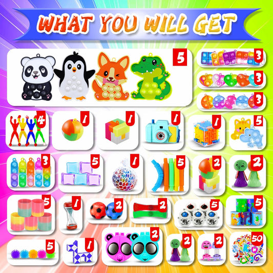 RALLYPANDA variety fidget toys selection for celebrations and classroom activities.