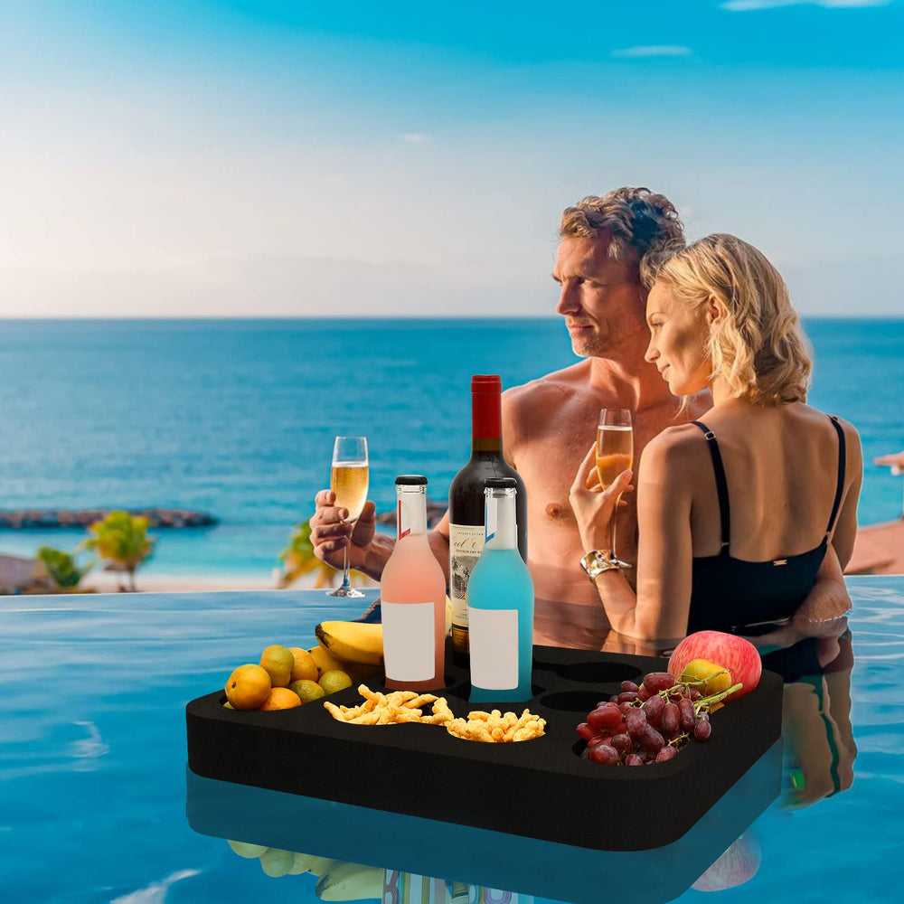 RAMIEYOO floating tray holds phone, book, and cosmetics nearby.