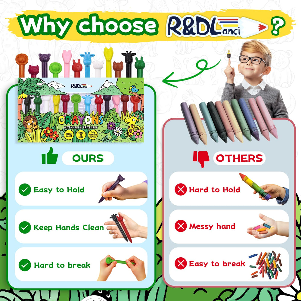R&DLanci rabbit crayons soft grip for toddlers' doodling