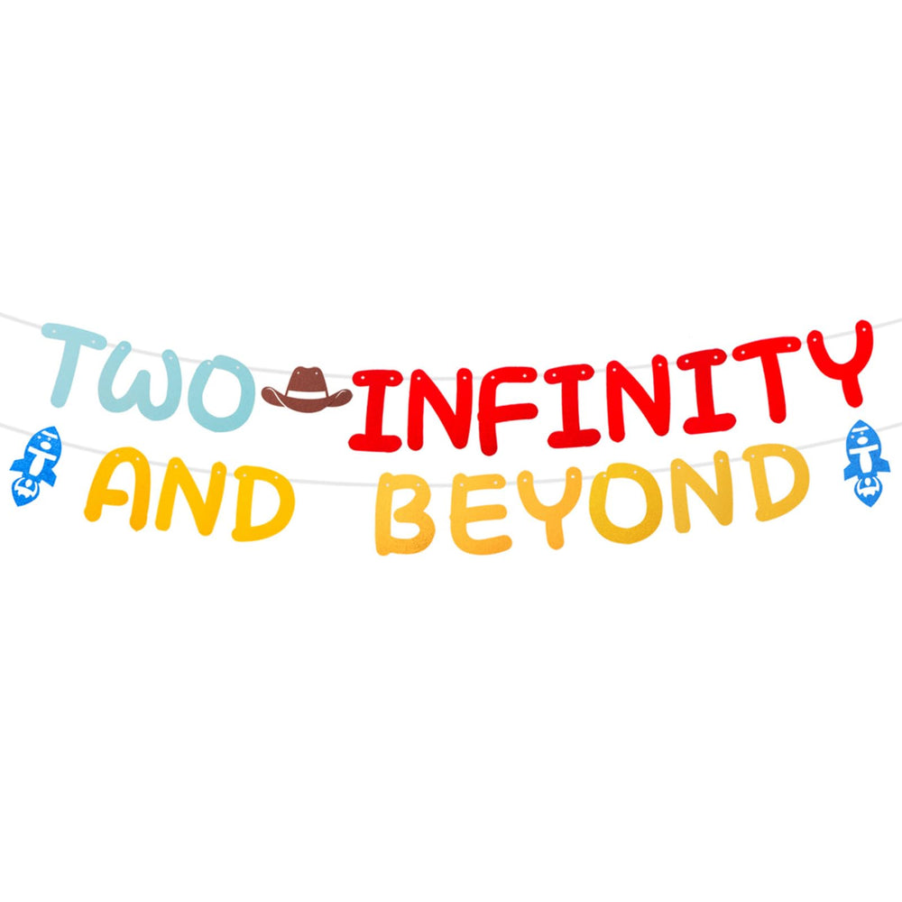 RANERVZ Two Infinity banner glitter cardstock shines as a festive backdrop.