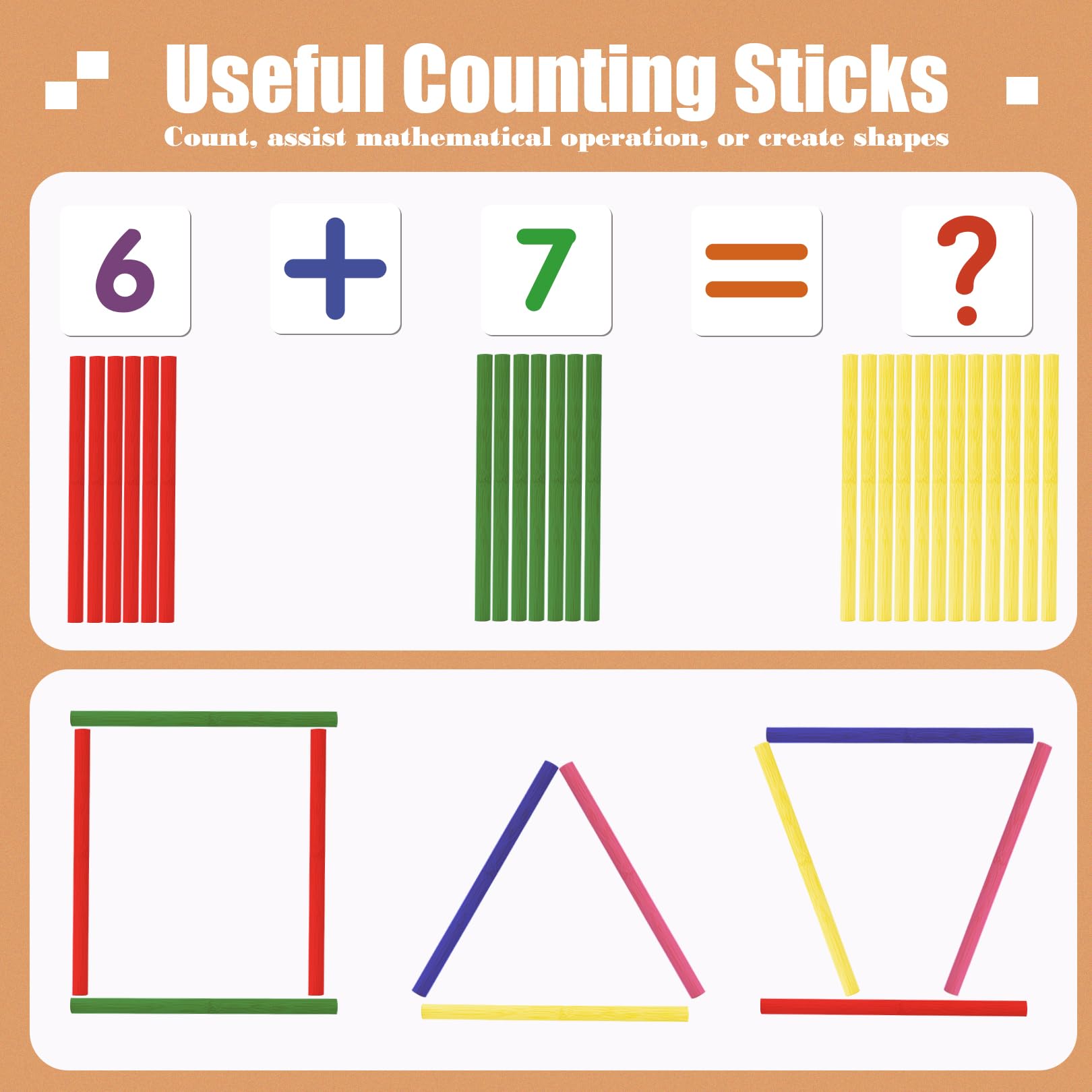 Ranqibo counting sticks aid tactile counting and fine motor skills.