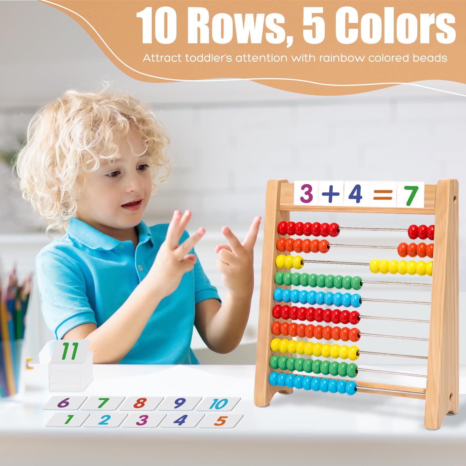 Ranqibo abacus with metal sliding rods for easy bead movement.