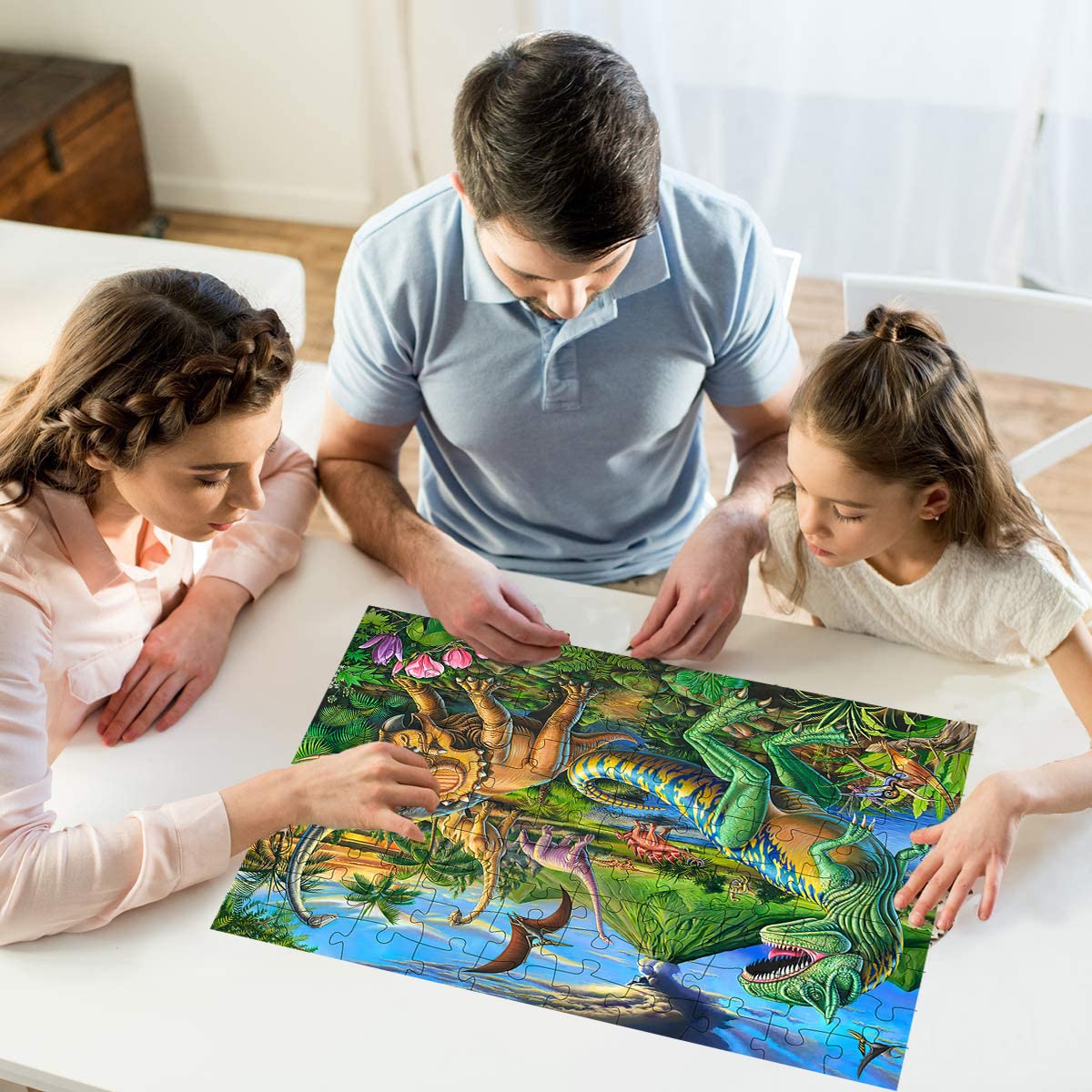 RANSUNN dinosaur puzzle gift-ready packaging ideal for birthdays.