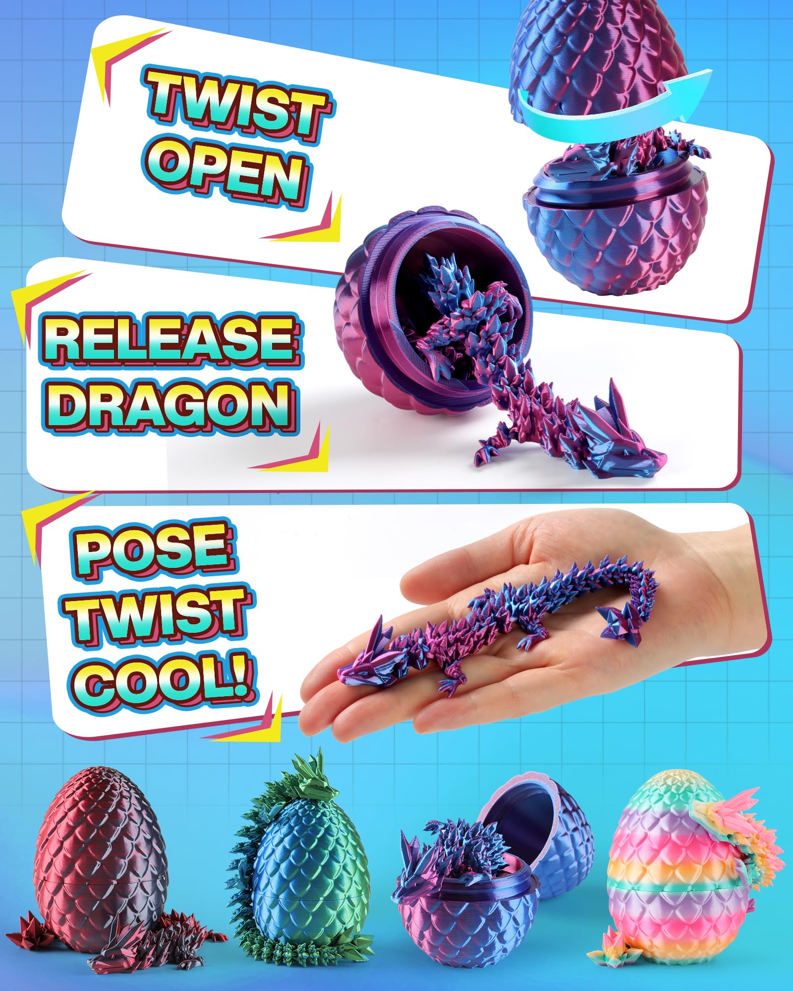 Rapean dragon eggs textures emphasize realism for collectors and display shelves.
