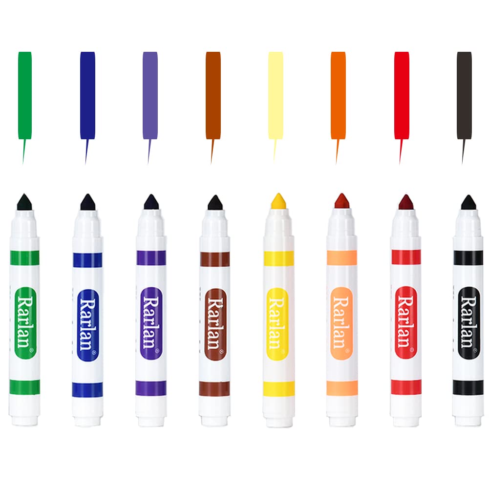 Rarlan broad-line markers with conical tips suit side-burst coloring and outlining.