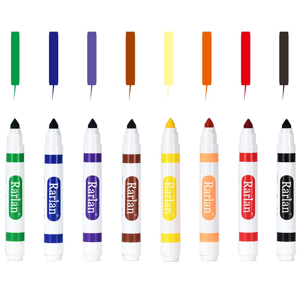 Rarlan broad-line markers with conical tips suit side-burst coloring and outlining.
