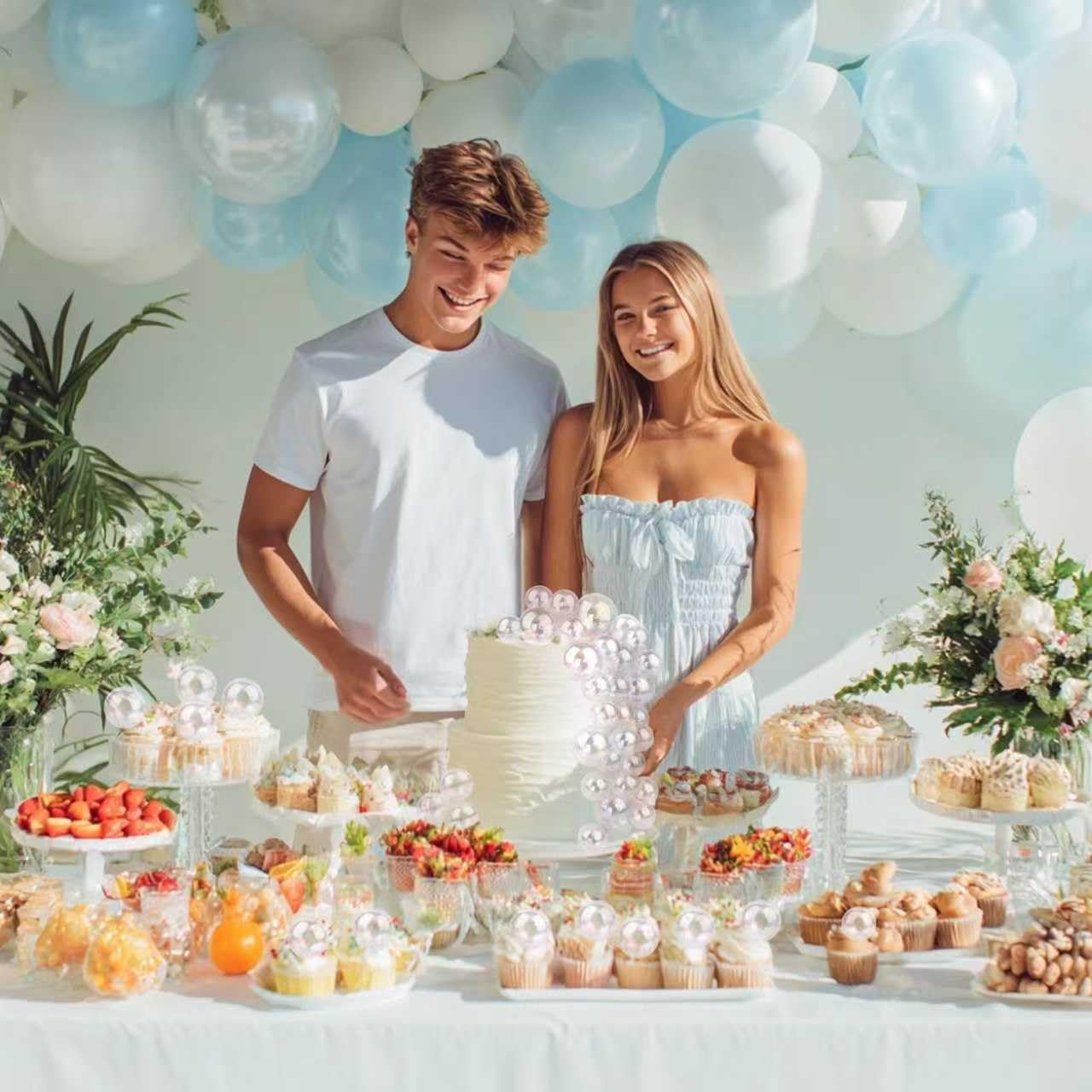 RASSLISA 56-piece clear balls topper set for versatile party styling