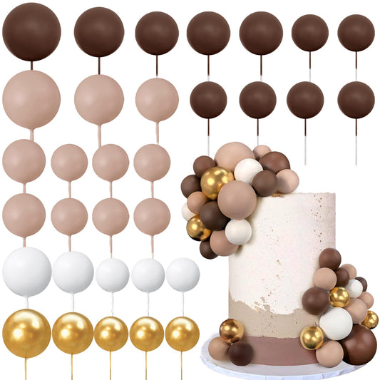 RASSLISA 32-piece colorful ball toppers for festive cake decorating