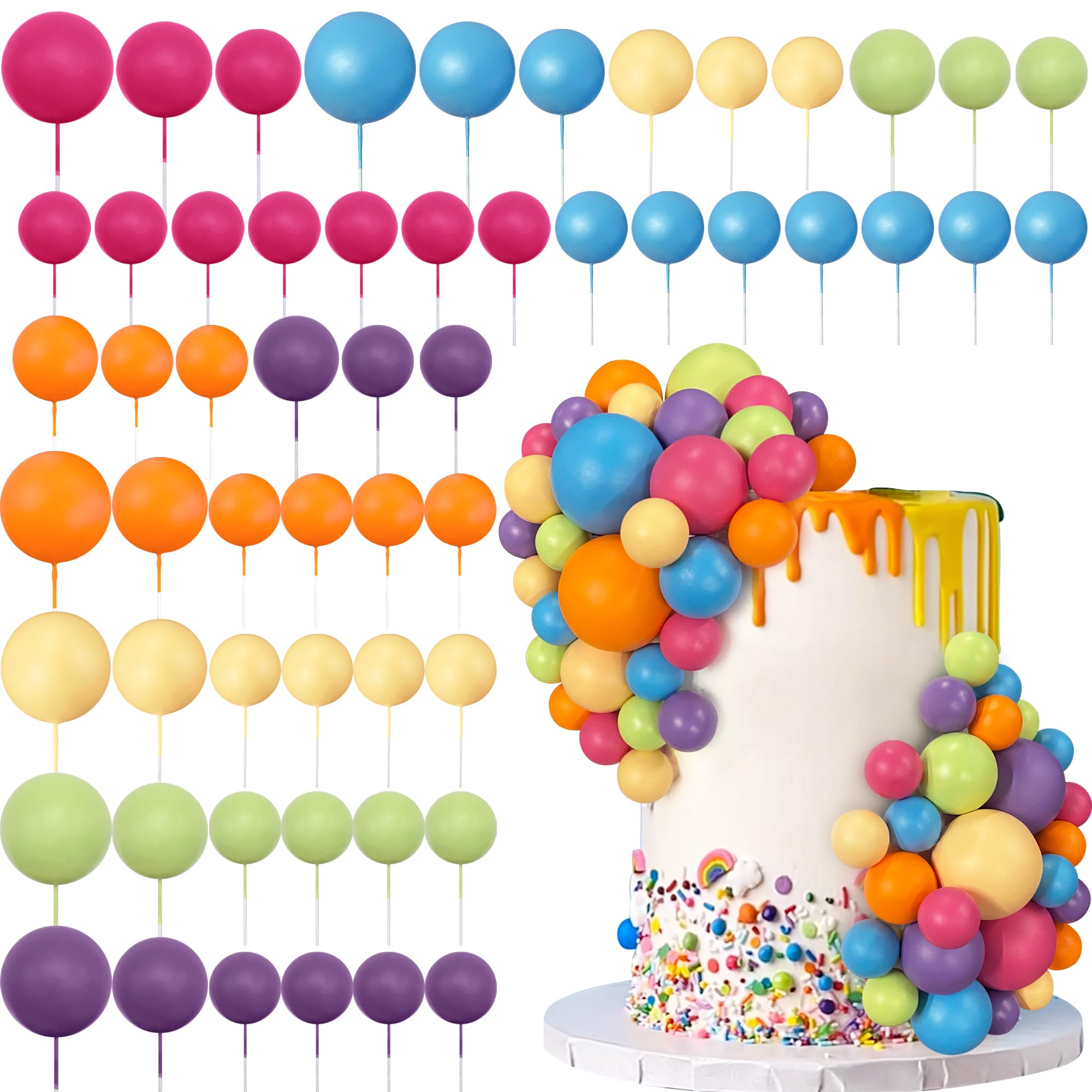 RASSLISA green ball cake picks for colorful birthday cake decoration