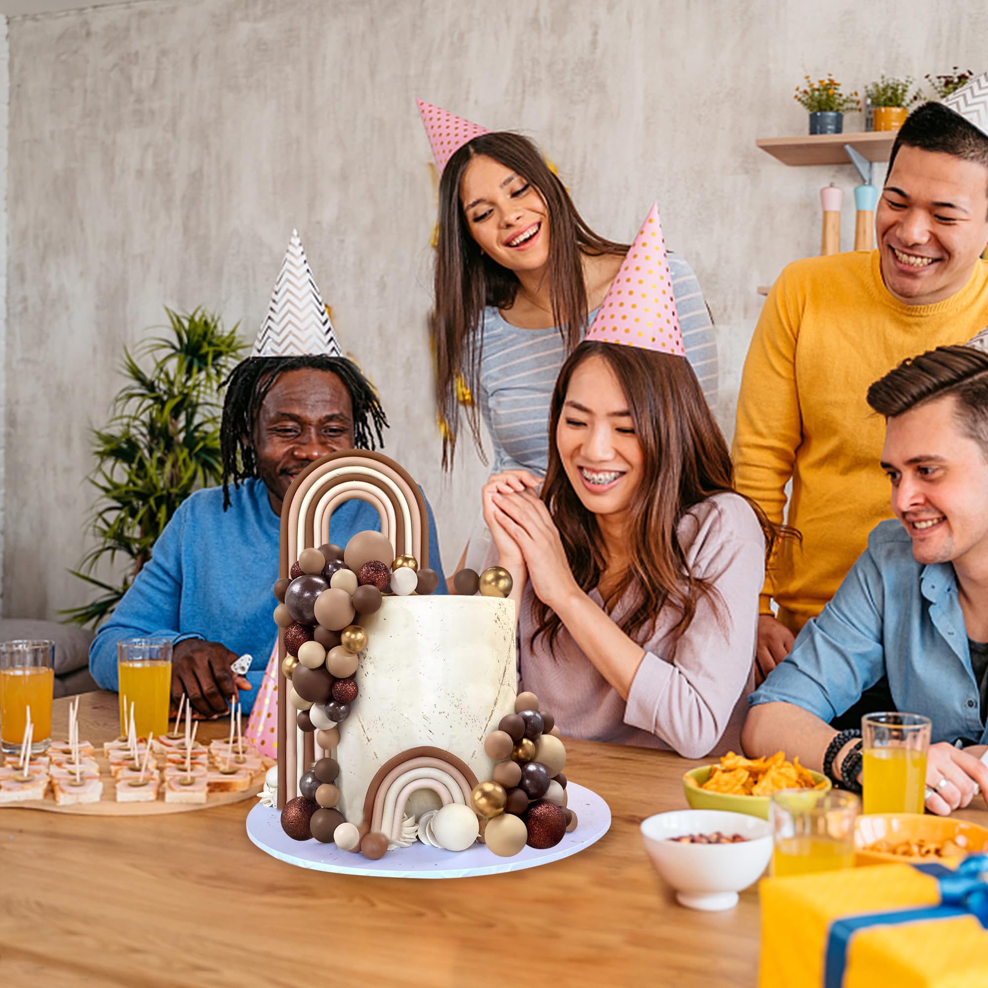 RASSLISA seven-color foam toppers create vibrant party focal points.
