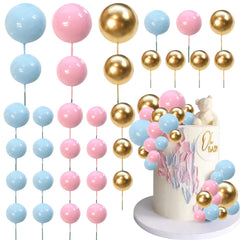 RASSLISA ball cake topper close-up with gold, pink, and blue spheres for festive desserts