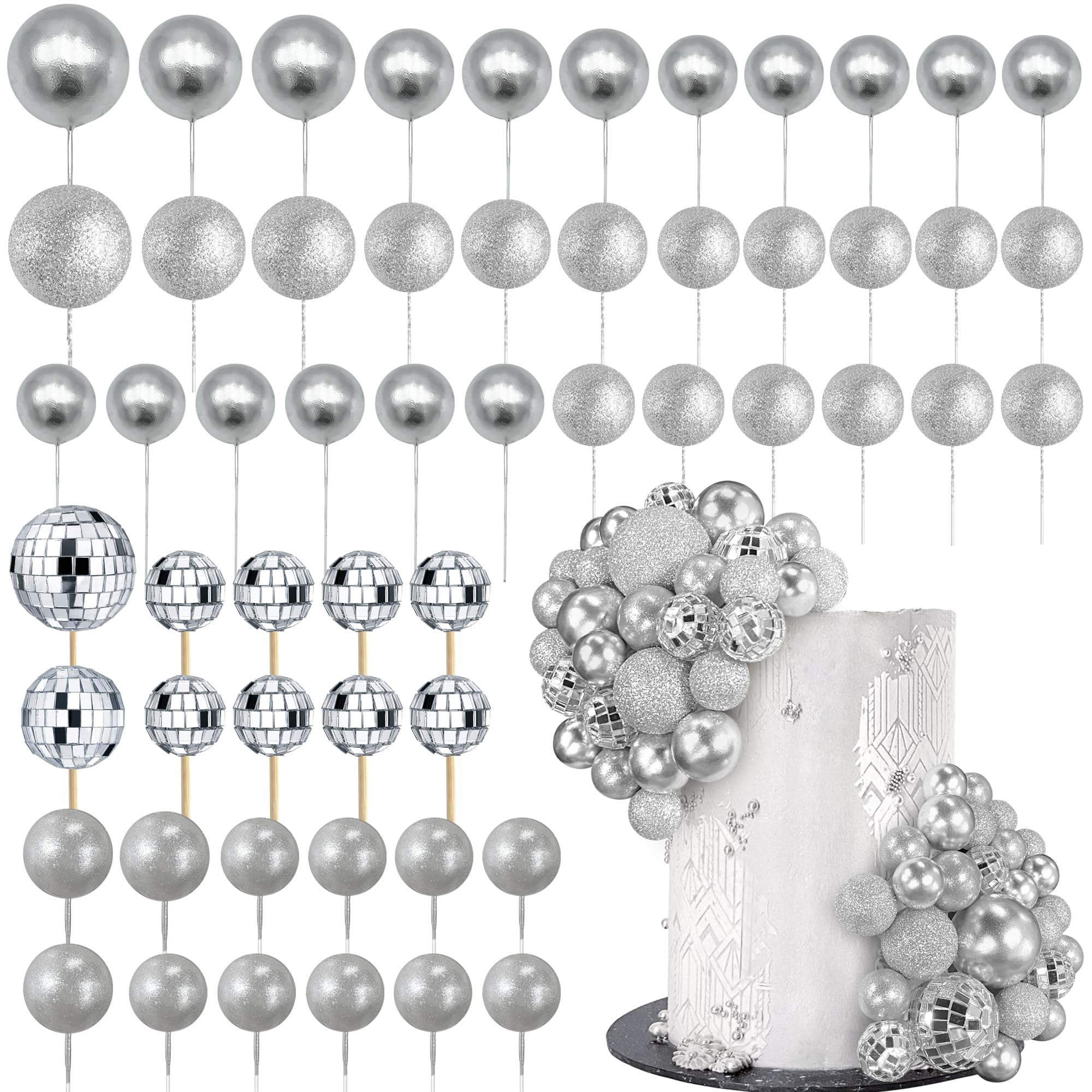 RASSLISA ball topper 0.79 inch silver for delicate cake accents