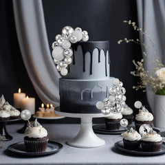 RASSLISA ball topper 1.18 inch pearlescent silver creates elegant dessert highlights