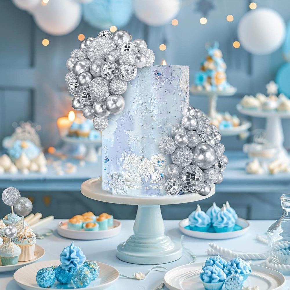 RASSLISA ball topper 1.57 inch mirror disco silver eye-catching on large cakes