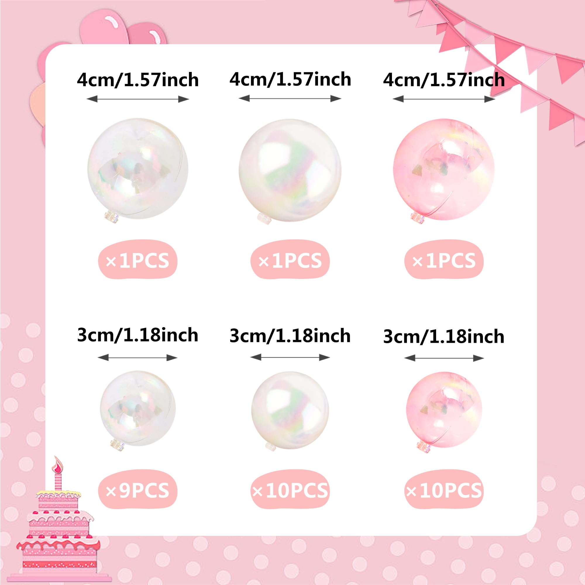 RASSLISA clear 3cm bubble ball cake topper for subtle dessert accents