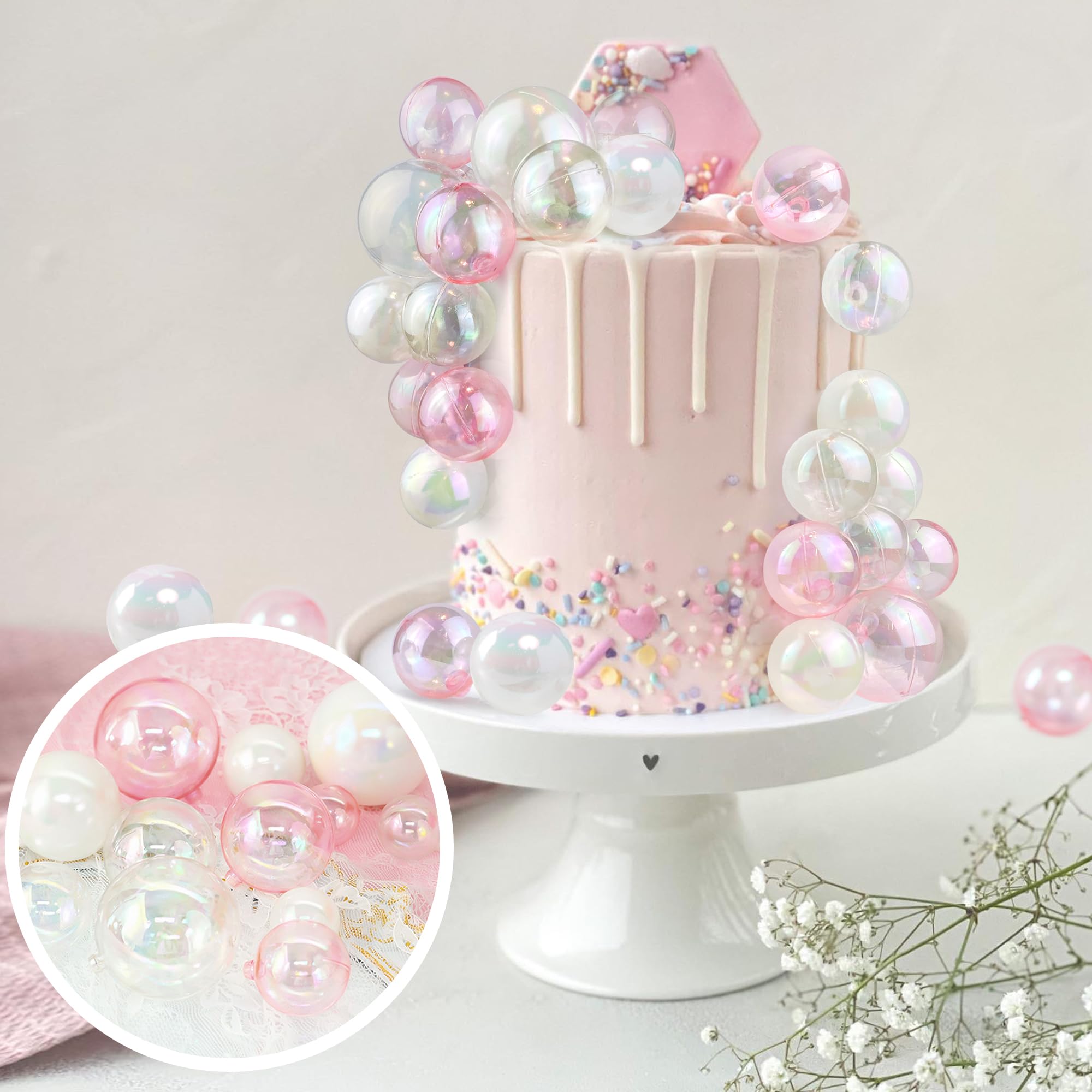 RASSLISA clear 4cm bubble ball topper versatile dessert decoration