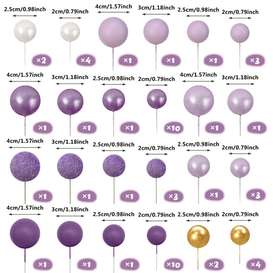 RASSLISA ball topper in pearlescent purple adds shimmer to cupcakes and cakes.