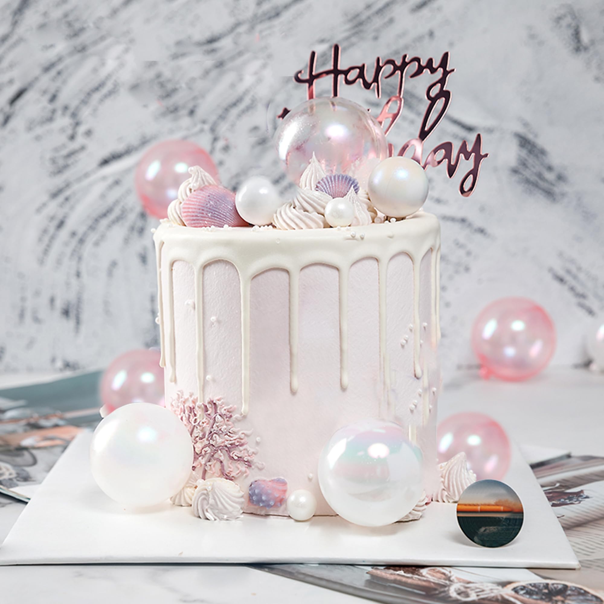 RASSLISA pink 3cm bubble ball topper enhances party treats