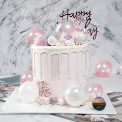 RASSLISA pink 3cm bubble ball topper enhances party treats