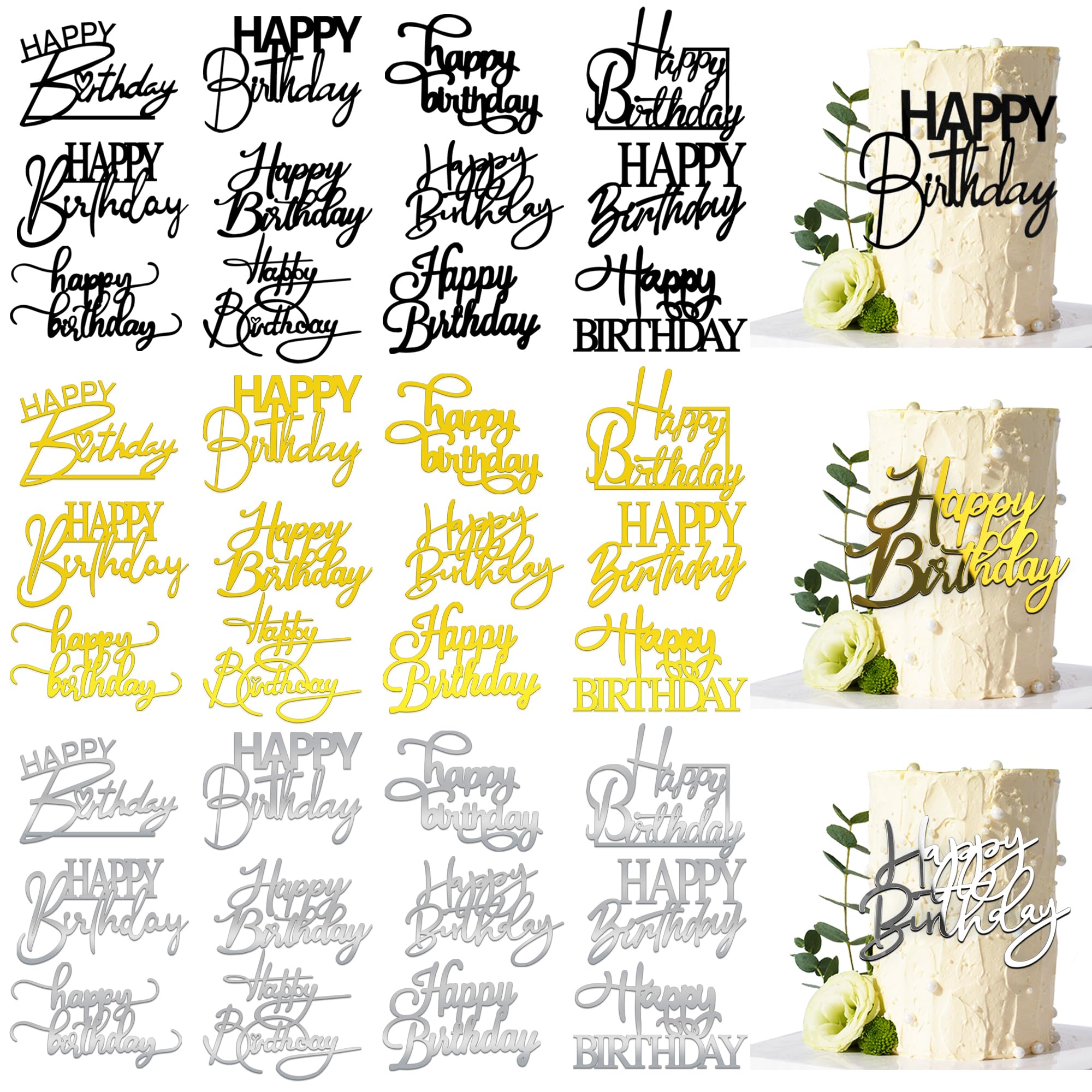 RASSLISA mirror acrylic cake toppers on cake add festive sparkle and easy decoration.