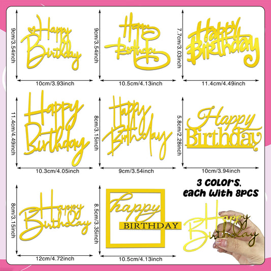 RASSLISA cake toppers mirror acrylic gold and silver create festive sparkle on desserts.