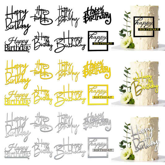 RASSLISA mirror acrylic cake toppers in red and blue for elegant birthday cake decor.