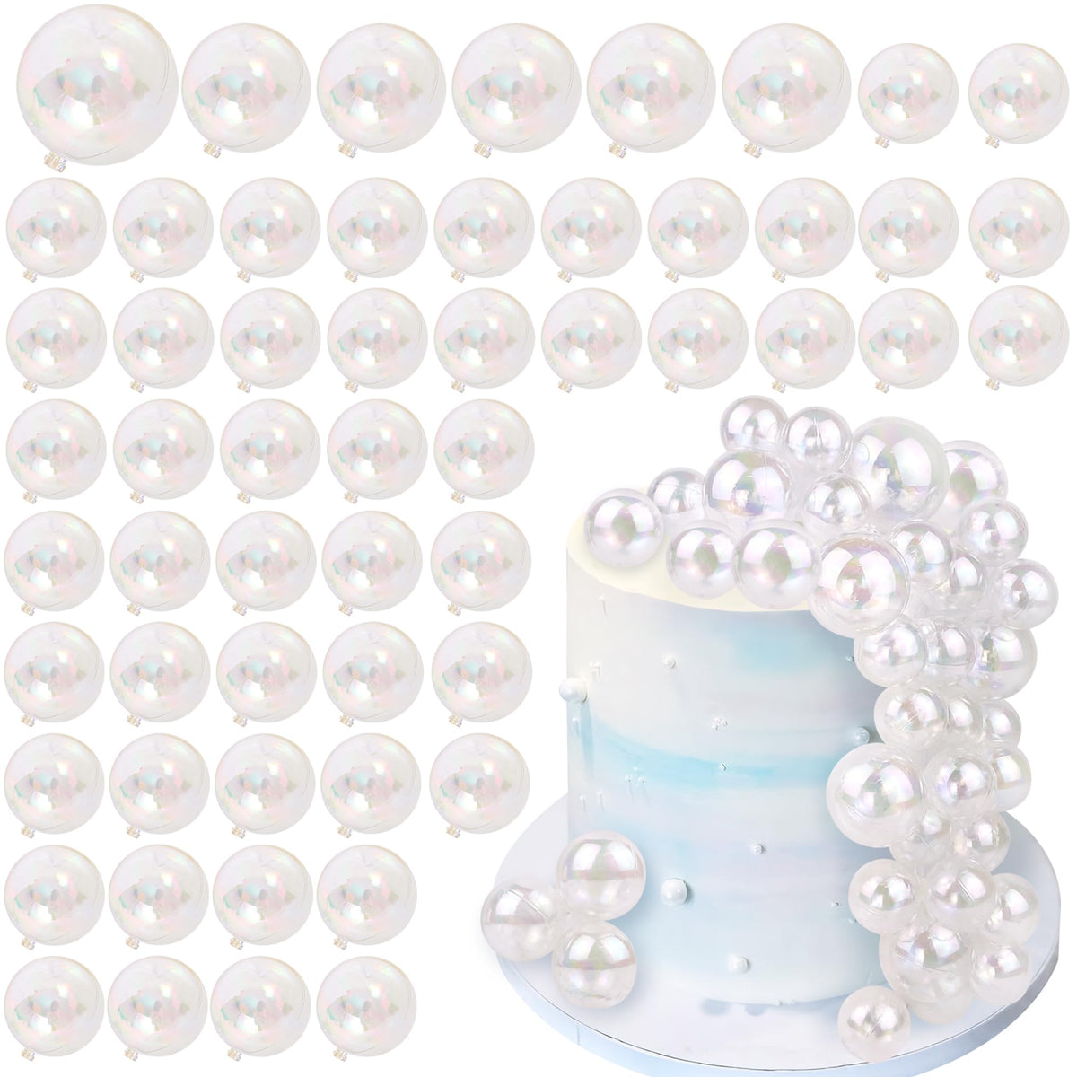 RASSLISA clear balls cake topper 1.18 inch adds crystal elegance to cakes